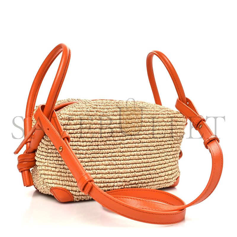 BOTTEGA VENETA RAFFIA CALFSKIN LOOP TOP HANDLE 796615 (19*12*9cm)